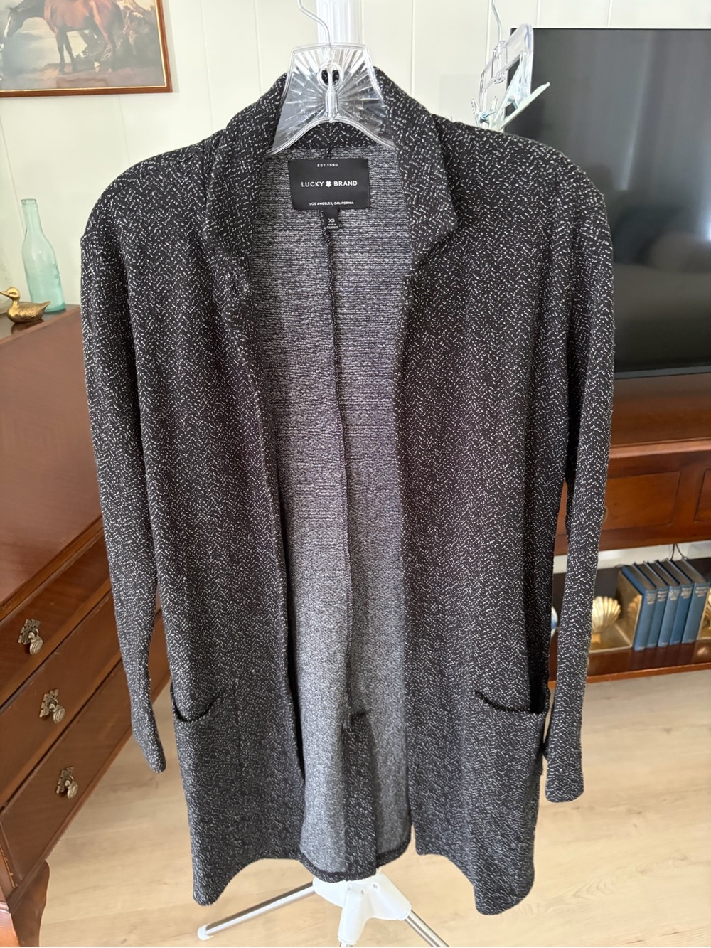 Lucky Brand Women's Open-Front Gray Cardigan Jacket (Car coat)